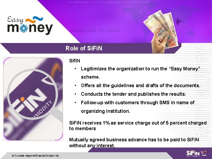 Role of Si. Fi. N Sifi. N • Legitimizes the organization to run the