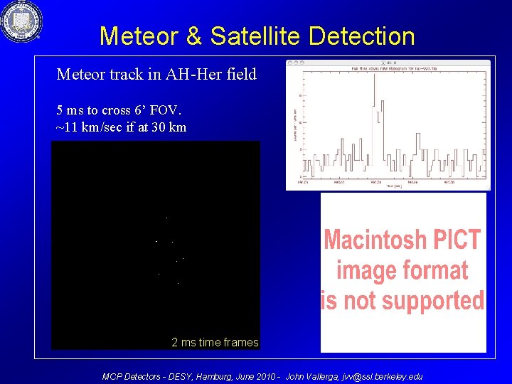 Meteor & Satellite Detection Meteor track in AH-Her field 5 ms to cross 6’