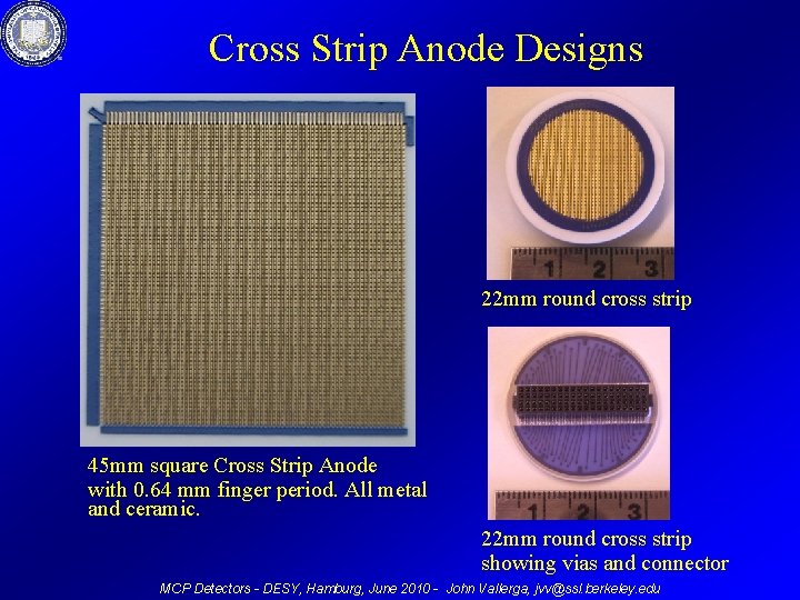 Cross Strip Anode Designs 22 mm round cross strip 45 mm square Cross Strip