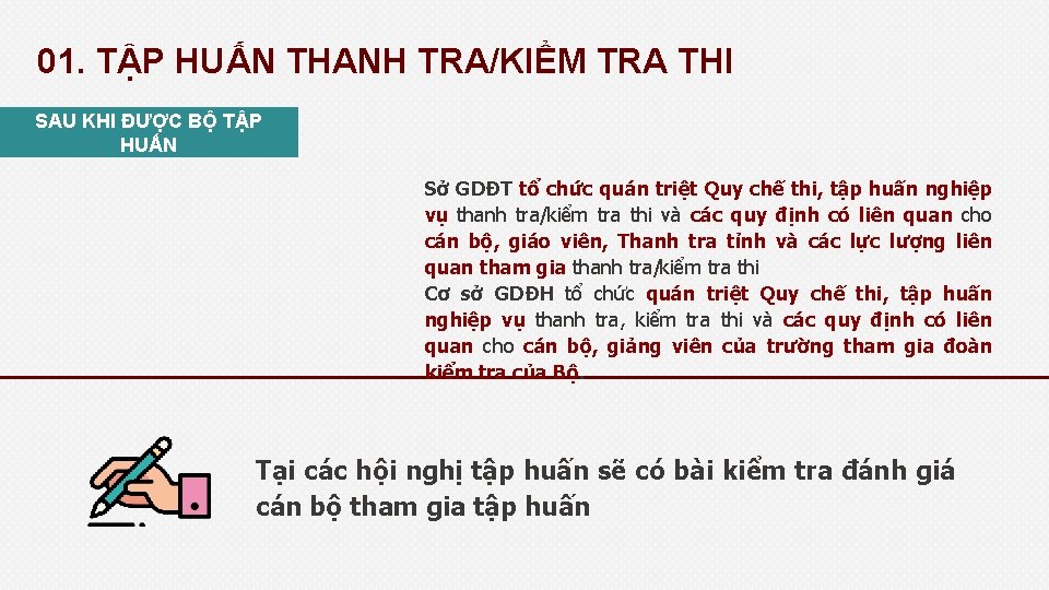 01. TẬP HUẤN THANH TRA/KIỂM TRA THI SAU KHI ĐƯỢC BỘ TẬP HUẤN Sở