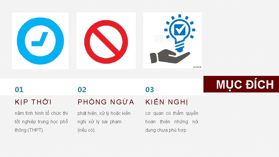 01 02 03 KỊP THỜI PHÒNG NGỪA KIẾN NGHỊ nắm tình hình tổ chức