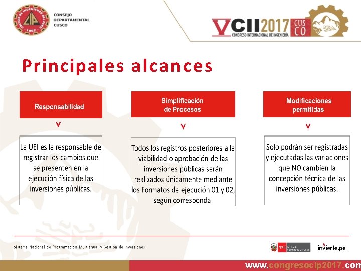 Principales alcances www. congresocip 2017. com 