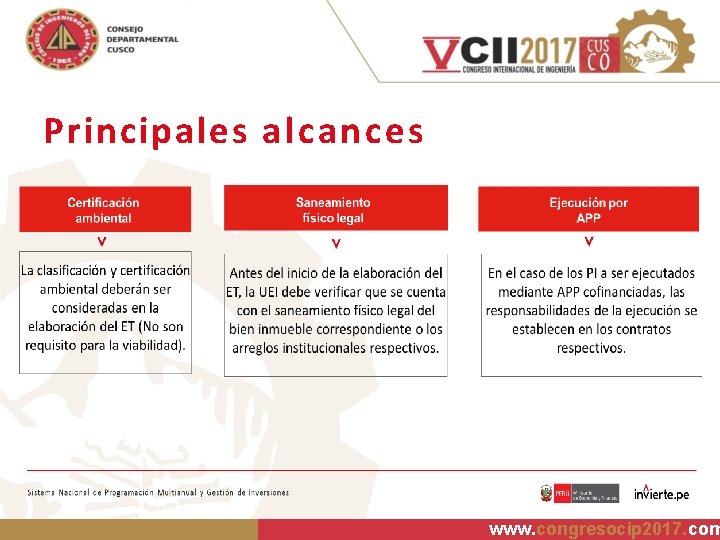 Principales alcances www. congresocip 2017. com 