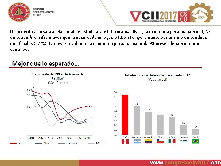 De acuerdo al Instituto Nacional de Estadística e Informática (INEI), la economía peruana creció