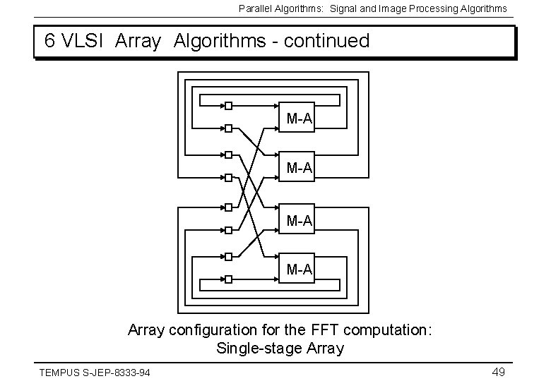 Parallel Algorithms: Signal and Image Processing Algorithms 6 VLSI Array Algorithms - continued M-A