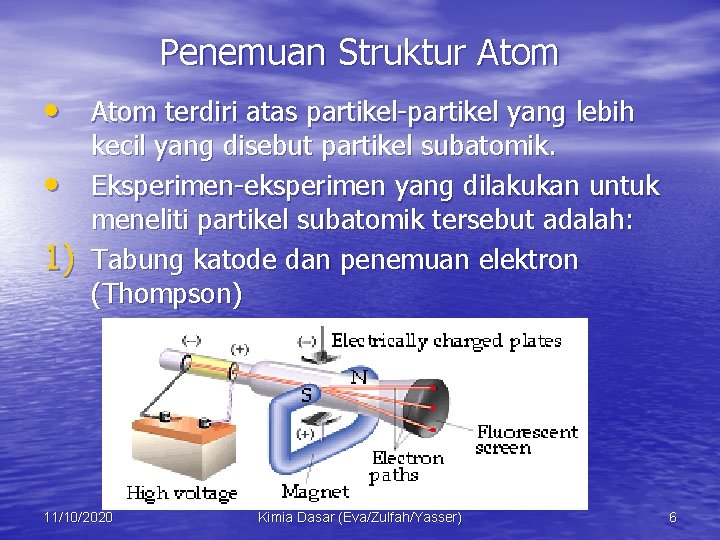 Penemuan Struktur Atom • Atom terdiri atas partikel-partikel yang lebih • 1) kecil yang