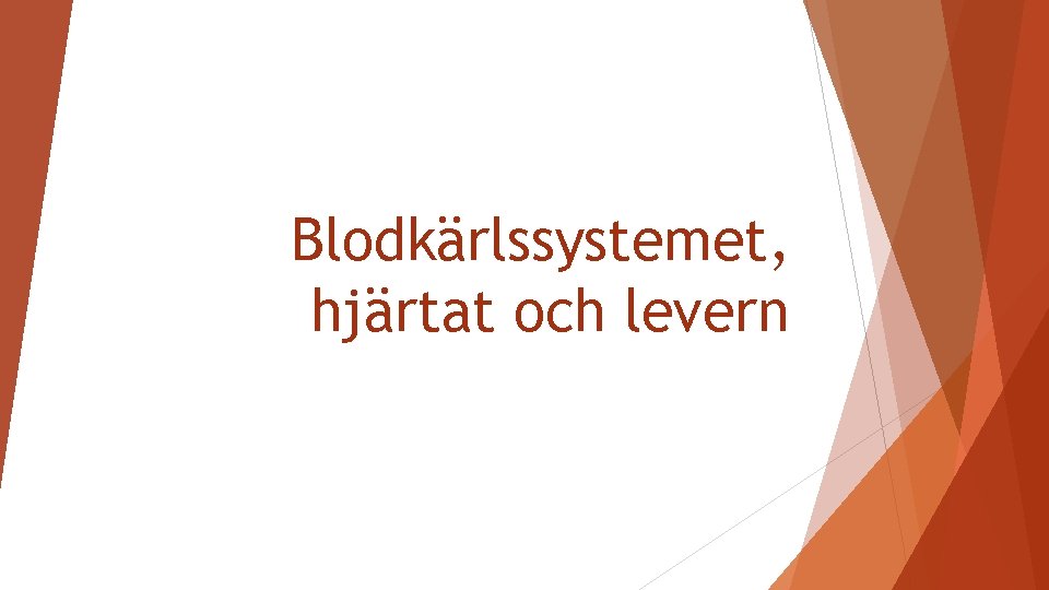 Blodkärlssystemet, hjärtat och levern 