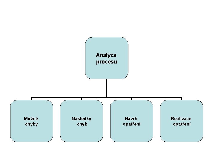 Analýza procesu Možné chyby Následky chyb Návrh opatření Realizace opatření 