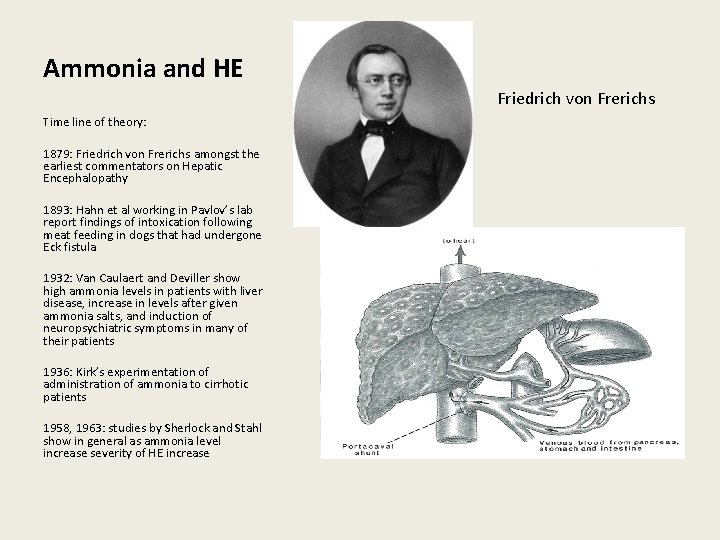 Ammonia and HE Friedrich von Frerichs Time line of theory: 1879: Friedrich von Frerichs