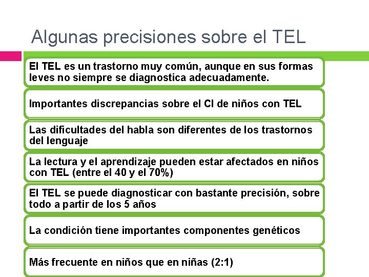 Algunas precisiones sobre el TEL El TEL es un trastorno muy común, aunque en Algunas precisiones sobre el TEL El TEL es un trastorno muy común, aunque en