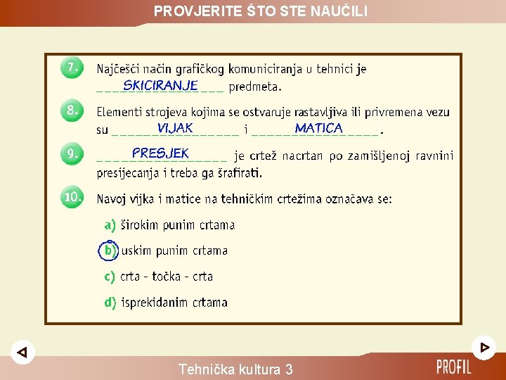 PROVJERITE ŠTO STE NAUČILI Tehnička kultura 3 