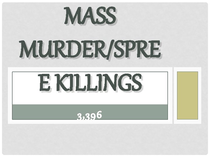 MASS MURDER/SPRE E KILLINGS 3, 396 