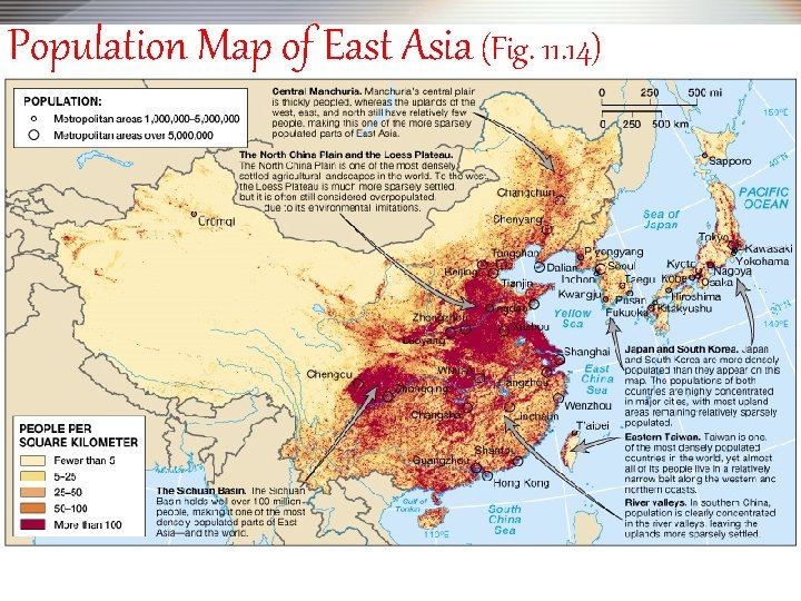 Population Map of East Asia (Fig. 11. 14) 