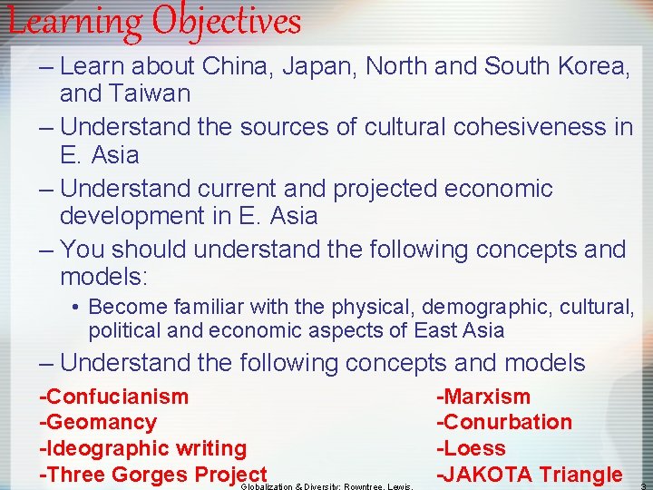 Learning Objectives – Learn about China, Japan, North and South Korea, and Taiwan –