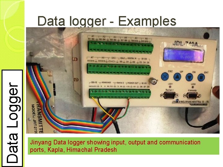 Data Logger Data logger - Examples Jinyang Data logger showing input, output and communication