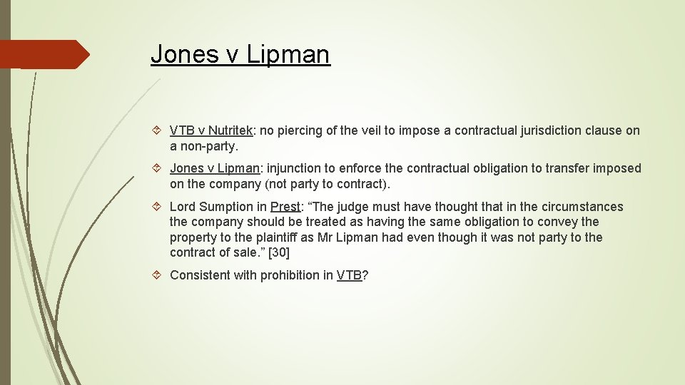 Jones v Lipman VTB v Nutritek: no piercing of the veil to impose a