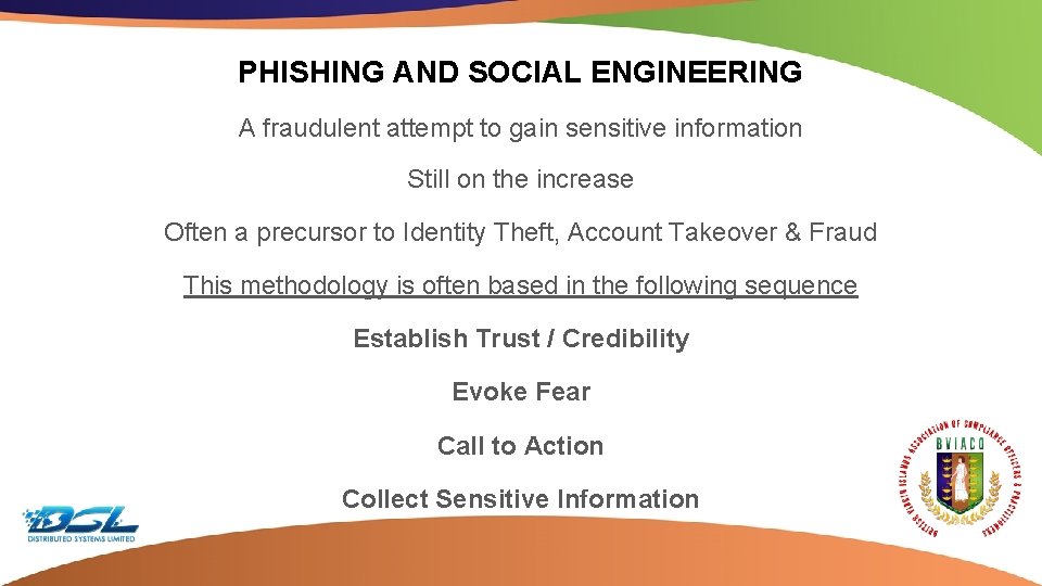 PHISHING AND SOCIAL ENGINEERING A fraudulent attempt to gain sensitive information Still on the