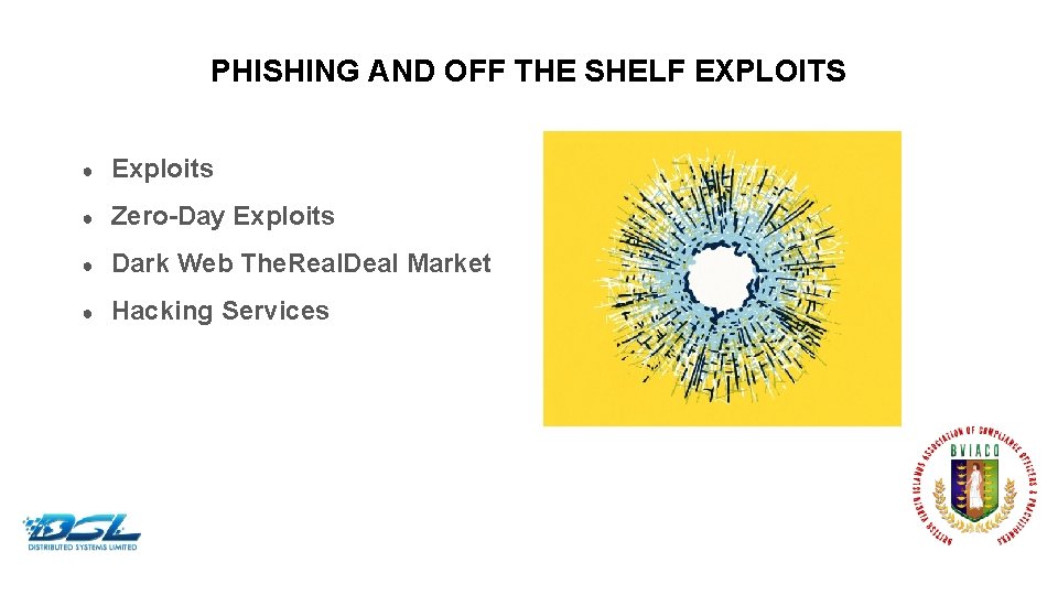 PHISHING AND OFF THE SHELF EXPLOITS ● Exploits ● Zero-Day Exploits ● Dark Web