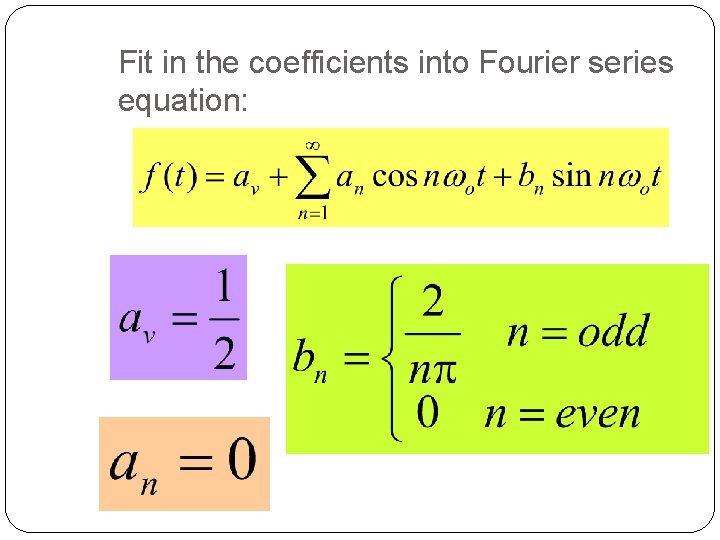 Fit in the coefficients into Fourier series equation: 17 