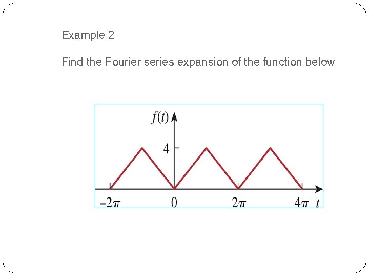 Example 2 Find the Fourier series expansion of the function below 38 