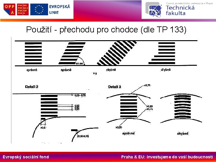 Použití - přechodu pro chodce (dle TP 133) Evropský sociální fond Praha & EU: