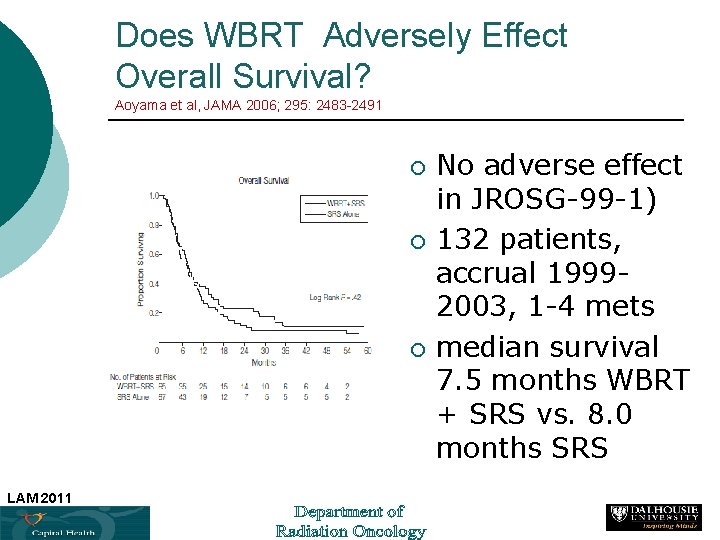 Does WBRT Adversely Effect Overall Survival? Aoyama et al, JAMA 2006; 295: 2483 -2491