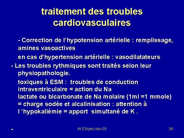 traitement des troubles cardiovasculaires - Correction de l’hypotension artérielle : remplissage, amines vasoactives en