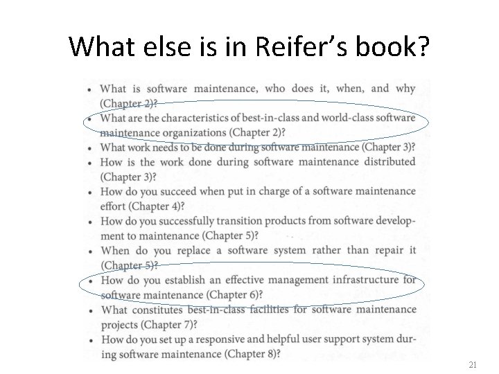 What else is in Reifer’s book? 21 