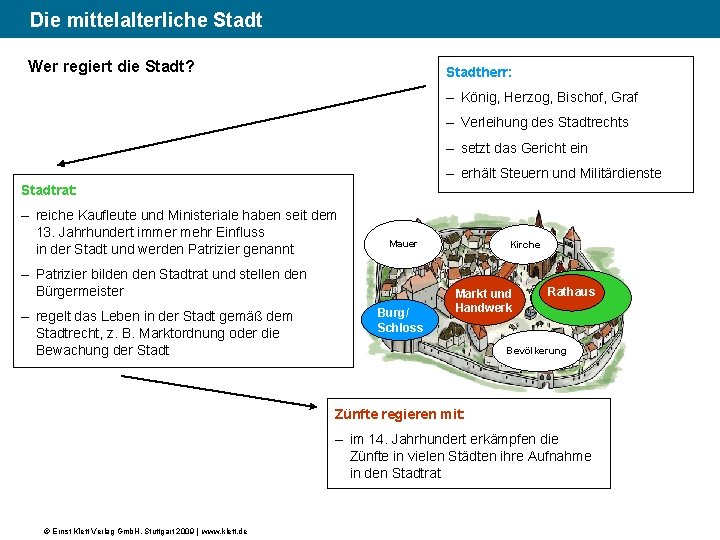 (7) Die mittelalterliche Stadt Wer regiert die Stadt? Stadtherr: – König, Herzog, Bischof, Graf