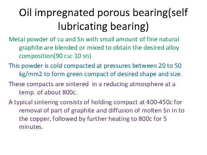 Oil impregnated porous bearing(self lubricating bearing) Metal powder of cu and Sn with small