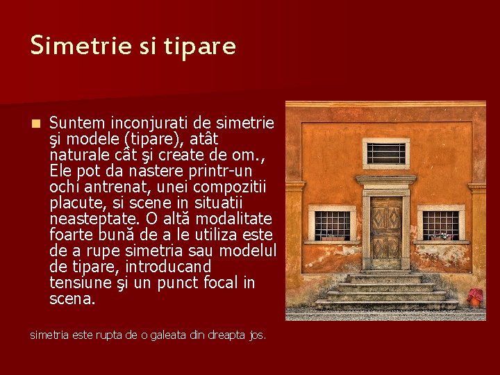 Simetrie si tipare n Suntem inconjurati de simetrie şi modele (tipare), atât naturale cât Simetrie si tipare n Suntem inconjurati de simetrie şi modele (tipare), atât naturale cât