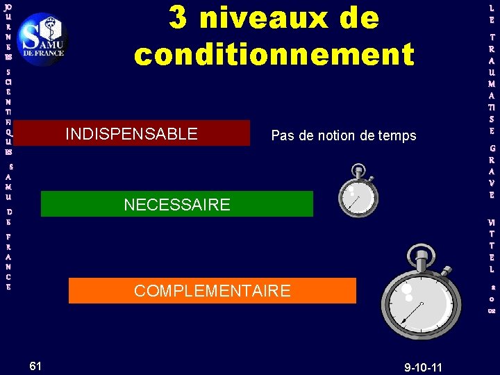 3 niveaux de conditionnement JO U R N E ES S CI E N