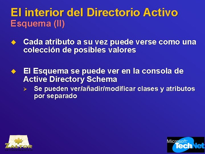 El interior del Directorio Activo Esquema (II) u Cada atributo a su vez puede