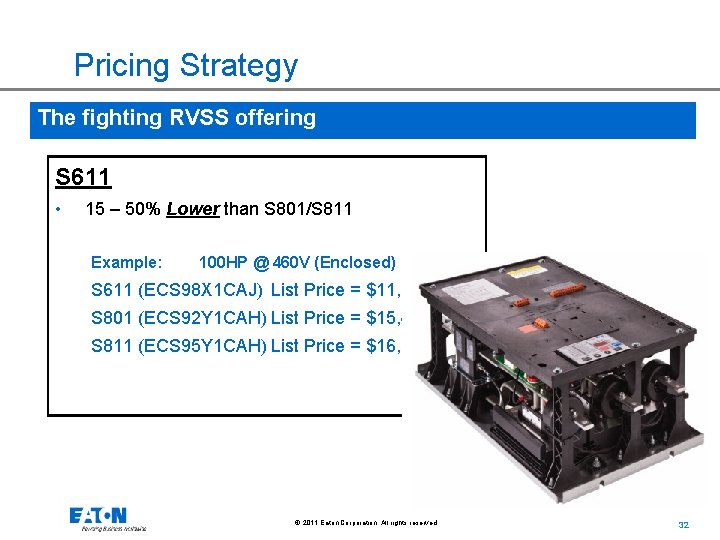 Pricing Strategy The fighting RVSS offering S 611 • 15 – 50% Lower than
