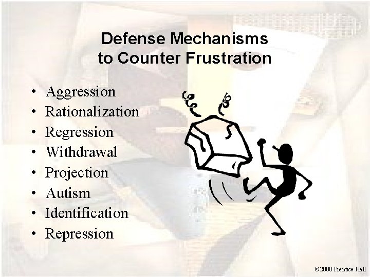 Defense Mechanisms to Counter Frustration • • Aggression Rationalization Regression Withdrawal Projection Autism Identification