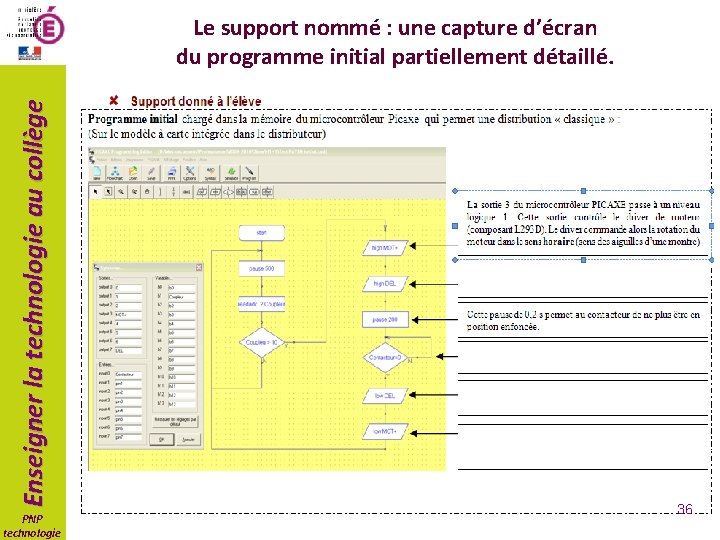 Enseigner la technologie au collège Le support nommé : une capture d’écran du programme