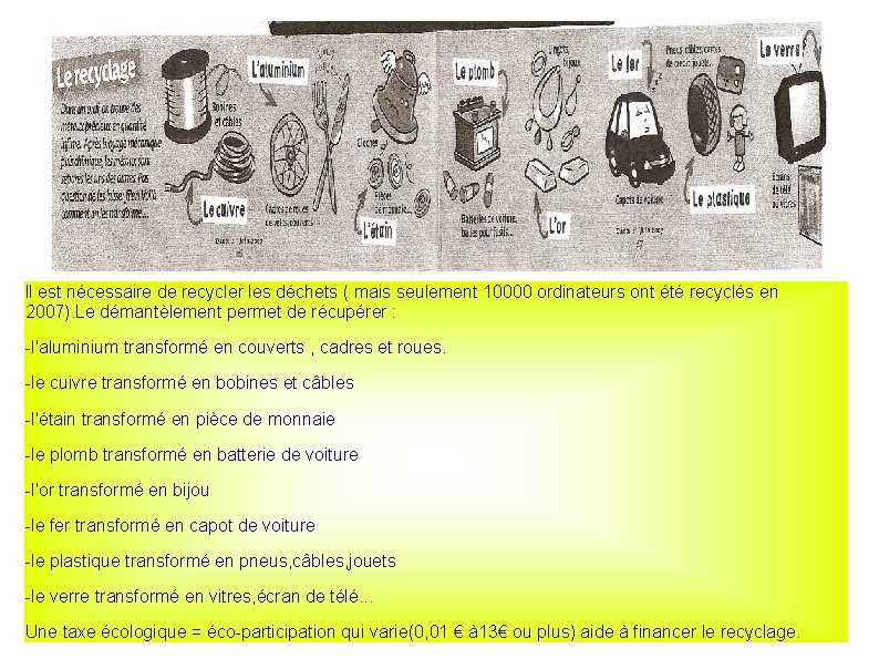 ll est nécessaire de recycler les déchets ( mais seulement 10000 ordinateurs ont été