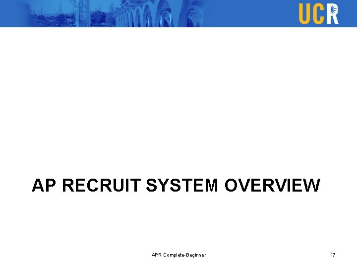 AP RECRUIT SYSTEM OVERVIEW APR Complete-Beginner 17 