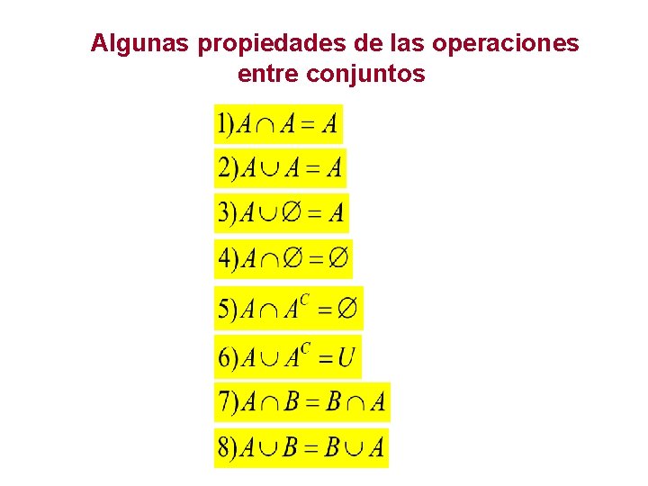 Algunas propiedades de las operaciones entre conjuntos 