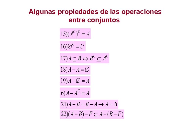 Algunas propiedades de las operaciones entre conjuntos 