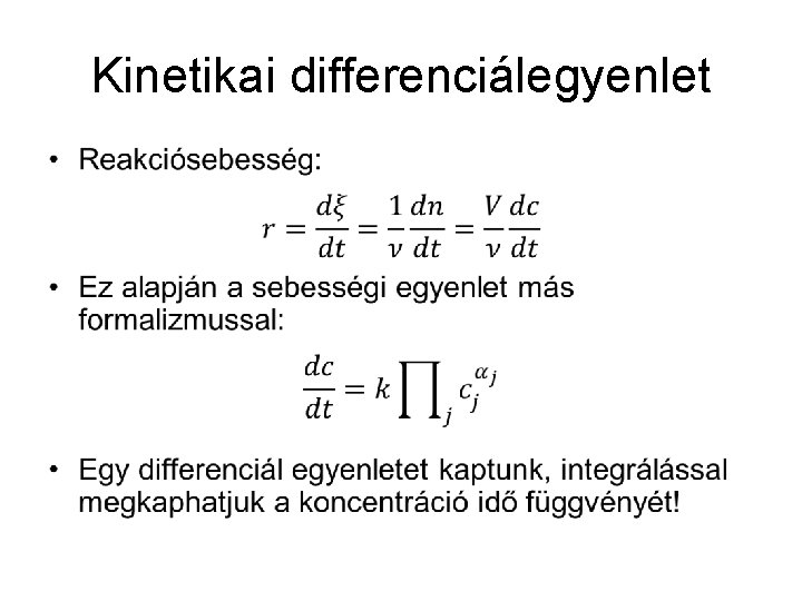 Kinetikai differenciálegyenlet • 