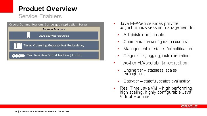 Product Overview Service Enablers Oracle Communications Converged Application Server • Java EE/Web services provide