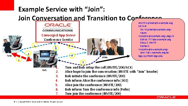 Example Service with “Join”: Join Conversation and Transition to Conference Converged App Server Conference