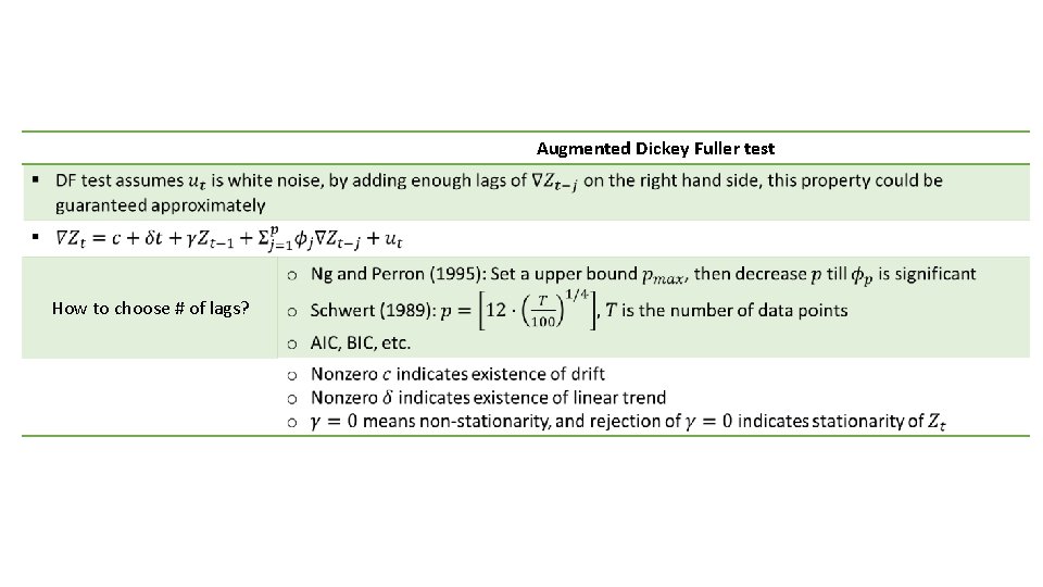 Augmented Dickey Fuller test How to choose # of lags? Augmented Dickey Fuller test How to choose # of lags?