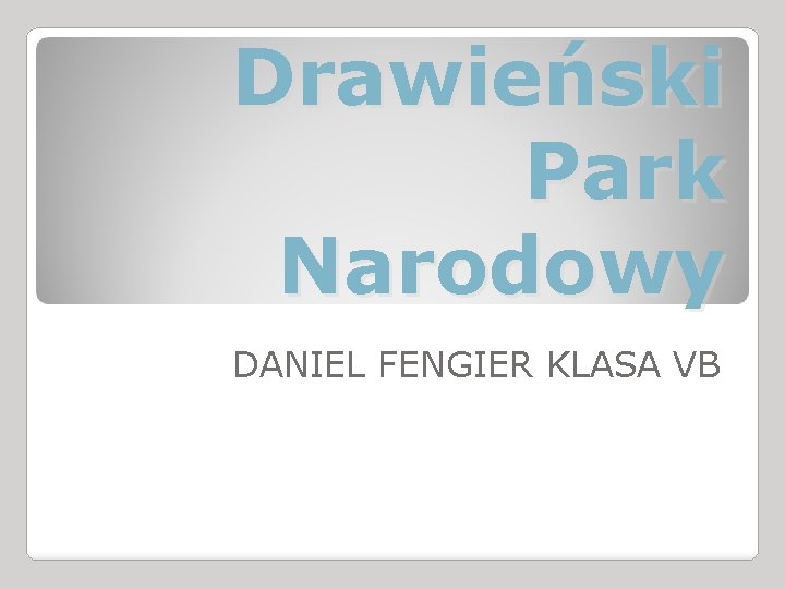 Drawieński Park Narodowy DANIEL FENGIER KLASA VB 