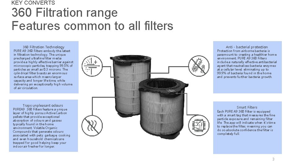 KEY CONVERTS 360 Filtration range Features common to all filters 360 Filtration Technology PURE KEY CONVERTS 360 Filtration range Features common to all filters 360 Filtration Technology PURE