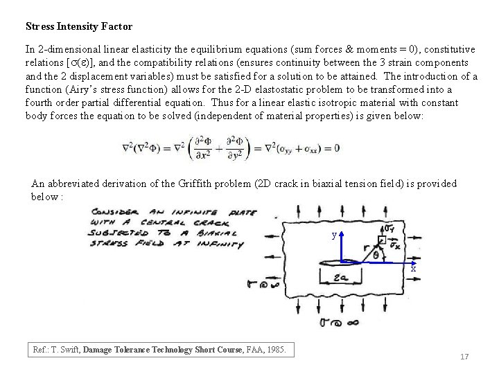 Stress Intensity Factor In 2 -dimensional linear elasticity the equilibrium equations (sum forces &