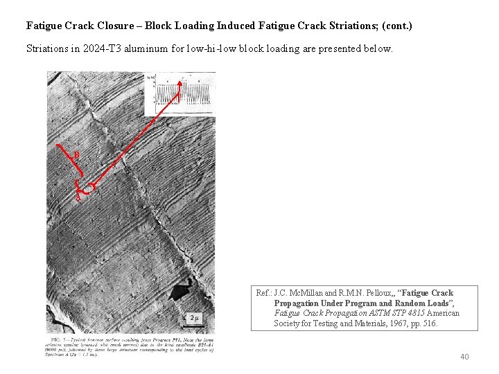 Fatigue Crack Closure – Block Loading Induced Fatigue Crack Striations; (cont. ) Striations in