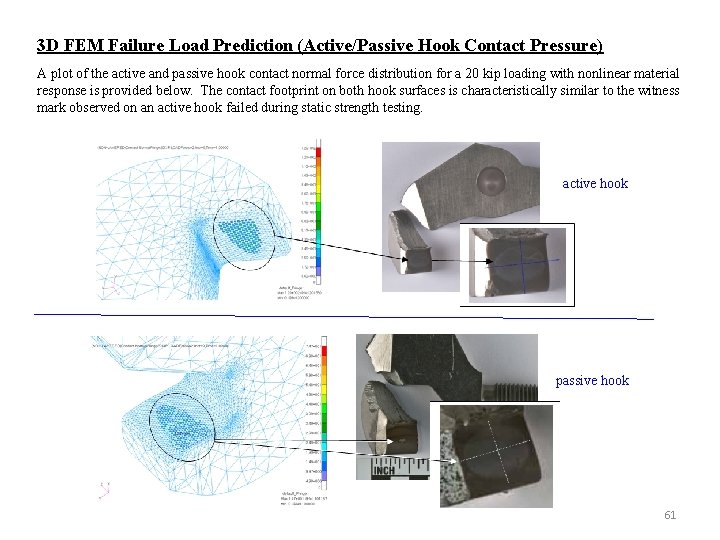 3 D FEM Failure Load Prediction (Active/Passive Hook Contact Pressure) A plot of the