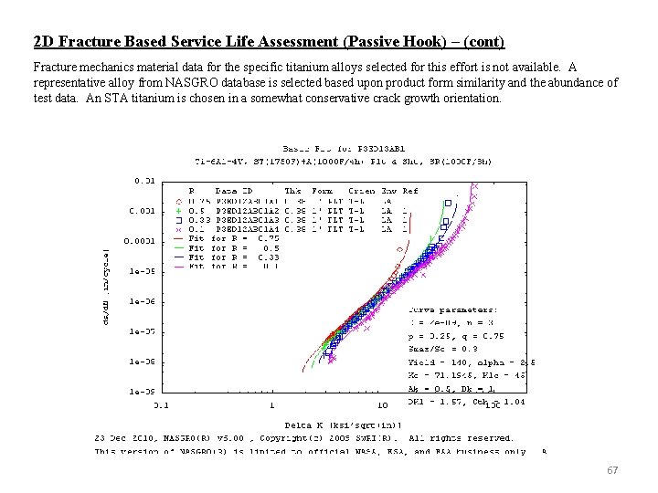 2 D Fracture Based Service Life Assessment (Passive Hook) – (cont) Fracture mechanics material